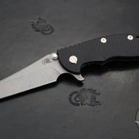 Hinderer XM-18 3.5"- Fatty Wharncliffe- Battle Bronze Titanium And Black G-10 Handle- Working Finish Blade