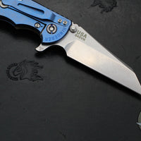 Hinderer XM-18 3.5"- Fatty Wharncliffe- Stonewash Blue Titanium And FDE G-10 Handle- Stonewash Blade