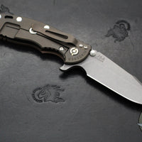 Hinderer XM-18 3.5"- Harpoon Spanto- Battle Bronze Titanium And FDE G-10 Handle- Working Finish S45VN Steel Blade