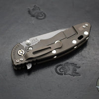 Hinderer XM-18 3.5"- Harpoon Spanto- Battle Bronze Titanium And FDE G-10 Handle- Working Finish S45VN Steel Blade