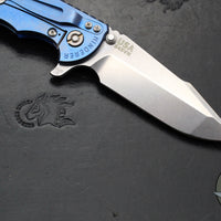 Hinderer XM-18 3.5"- Harpoon Spanto- Stonewash Blue Titanium And Blue G-10 Handle- Stonewash S45VN Steel Blade