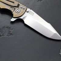 Hinderer XM-18 3.5"- Harpoon Spanto- Stonewash Bronze Titanium And Black G-10 Handle- Stonewash S45VN Steel Blade