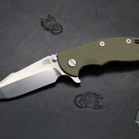 Hinderer XM-18 3.5"- Harpoon Spanto- Stonewash Bronze Titanium And OD Green G-10 Handle- Stonewash S45VN Steel Blade