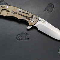 Hinderer XM-18 3.5"- Harpoon Spanto- Stonewash Bronze Titanium And OD Green G-10 Handle- Stonewash S45VN Steel Blade