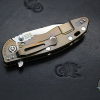 Hinderer XM-18 3.5"- Harpoon Spanto- Stonewash Bronze Titanium And OD Green G-10 Handle- Stonewash S45VN Steel Blade