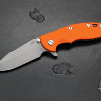 Hinderer XM-18 3.5"- Harpoon Spanto- Working Finish Titanium And Orange G-10 Handle- Working Finish S45VN Steel Blade