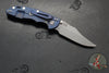 Hinderer XM-18 3.5"- NON FLIPPER- Bowie Edge- Battle Blue Titanium And Black G-10 Handle- Working Finish Blade