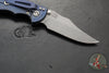 Hinderer XM-18 3.5"- NON FLIPPER- Bowie Edge- Battle Blue Titanium And Black G-10 Handle- Working Finish Blade