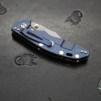 Hinderer XM-18 3.5"- NON FLIPPER- Bowie Edge- Battle Blue Titanium And Black G-10 Handle- Working Finish Blade