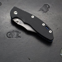 Hinderer XM-18 3.5"- NON FLIPPER- Bowie Edge- Battle Blue Titanium And Black G-10 Handle- Working Finish Blade