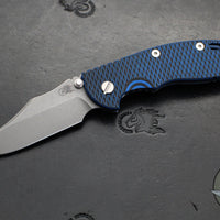 Hinderer XM-18 3.5"- NON FLIPPER- Bowie Edge- Battle Blue Titanium And BlueBlack G-10 Handle- Working Finish Blade