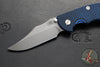 Hinderer XM-18 3.5"- NON FLIPPER- Bowie Edge- Battle Blue Titanium And BlueBlack G-10 Handle- Working Finish Blade