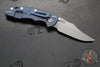 Hinderer XM-18 3.5"- NON FLIPPER- Bowie Edge- Battle Blue Titanium And BlueBlack G-10 Handle- Working Finish Blade