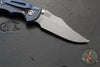 Hinderer XM-18 3.5"- NON FLIPPER- Bowie Edge- Battle Blue Titanium And BlueBlack G-10 Handle- Working Finish Blade