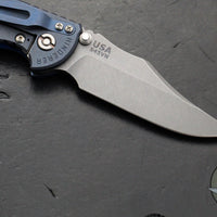 Hinderer XM-18 3.5"- NON FLIPPER- Bowie Edge- Battle Blue Titanium And BlueBlack G-10 Handle- Working Finish Blade