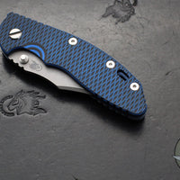 Hinderer XM-18 3.5"- NON FLIPPER- Bowie Edge- Battle Blue Titanium And BlueBlack G-10 Handle- Working Finish Blade