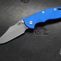 Hinderer XM-18 3.5"- NON FLIPPER- Bowie Edge- Battle Blue Titanium And Various G-10 Handles- Working Finish Blade