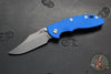 Hinderer XM-18 3.5"- NON FLIPPER- Bowie Edge- Battle Blue Titanium And Blue G-10 Handle- Working Finish Blade