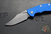 Hinderer XM-18 3.5"- NON FLIPPER- Bowie Edge- Battle Blue Titanium And Blue G-10 Handle- Working Finish Blade