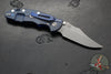 Hinderer XM-18 3.5"- NON FLIPPER- Bowie Edge- Battle Blue Titanium And Blue G-10 Handle- Working Finish Blade