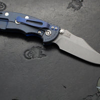 Hinderer XM-18 3.5"- NON FLIPPER- Bowie Edge- Battle Blue Titanium And Blue G-10 Handle- Working Finish Blade