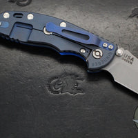 Hinderer XM-18 3.5"- NON FLIPPER- Bowie Edge- Battle Blue Titanium And Various G-10 Handles- Working Finish Blade