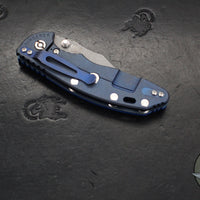 Hinderer XM-18 3.5"- NON FLIPPER- Bowie Edge- Battle Blue Titanium And Various G-10 Handles- Working Finish Blade