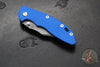 Hinderer XM-18 3.5"- NON FLIPPER- Bowie Edge- Battle Blue Titanium And Blue G-10 Handle- Working Finish Blade