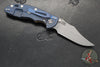 Hinderer XM-18 3.5"- NON FLIPPER- Bowie Edge- Battle Blue Titanium And Coyote Tan G-10 Handle- Working Finish Blade