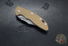 Hinderer XM-18 3.5"- NON FLIPPER- Bowie Edge- Battle Blue Titanium And Coyote Tan G-10 Handle- Working Finish Blade