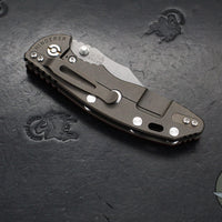 Hinderer XM-18 3.5"- NON FLIPPER- Bowie Edge- Battle Bronze Titanium And Various G-10 Handles- Working Finish Blade