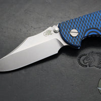 Hinderer XM-18 3.5"- NON FLIPPER- Bowie Edge- Stonewash Blue Ti And BlueBlack G-10- Stonewash Finished S45VN Steel Blade