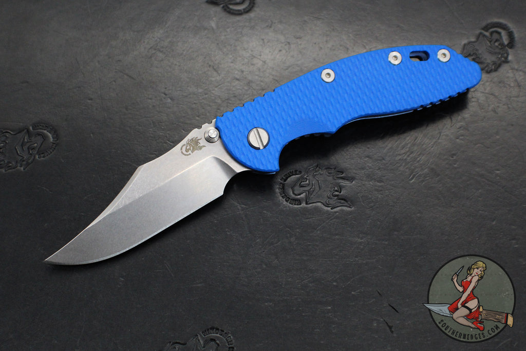 Hinderer XM-18 3.5"- NON FLIPPER- Bowie Edge- Stonewash Blue Ti And Various G-10 Handles- Stonewash Finished S45VN Steel Blade