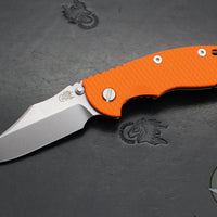 Hinderer XM-18 3.5"- NON FLIPPER- Bowie Edge- Stonewash Bronze Ti And Orange G-10- Stonewash Finished S45VN Steel Blade