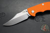 Hinderer XM-18 3.5"- NON FLIPPER- Bowie Edge- Stonewash Bronze Ti And Orange G-10- Stonewash Finished S45VN Steel Blade