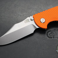 Hinderer XM-18 3.5"- NON FLIPPER- Bowie Edge- Stonewash Bronze Ti And Orange G-10- Stonewash Finished S45VN Steel Blade