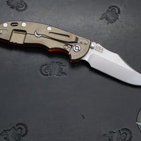 Hinderer XM-18 3.5"- NON FLIPPER- Bowie Edge- Stonewash Bronze Ti And Orange G-10- Stonewash Finished S45VN Steel Blade