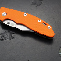 Hinderer XM-18 3.5"- NON FLIPPER- Bowie Edge- Stonewash Bronze Ti And Orange G-10- Stonewash Finished S45VN Steel Blade