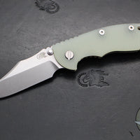 Hinderer XM-18 3.5"- NON FLIPPER- Bowie Edge- Stonewash Bronze Ti And Translucent Green G-10- Stonewash Finished S45VN Steel Blade