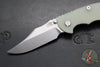 Hinderer XM-18 3.5"- NON FLIPPER- Bowie Edge- Stonewash Bronze Ti And Translucent Green G-10- Stonewash Finished S45VN Steel Blade