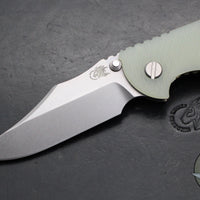 Hinderer XM-18 3.5"- NON FLIPPER- Bowie Edge- Stonewash Bronze Ti And Translucent Green G-10- Stonewash Finished S45VN Steel Blade