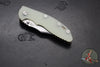 Hinderer XM-18 3.5"- NON FLIPPER- Bowie Edge- Stonewash Bronze Ti And Translucent Green G-10- Stonewash Finished S45VN Steel Blade