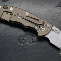 Hinderer XM-18 3.5"- NON FLIPPER- Bowie Edge- Stonewash Bronze Ti And Various G-10 Handles- Stonewash Finished S45VN Steel Blade