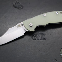 Hinderer XM-18 3.5"- NON FLIPPER- Bowie Edge- Stonewash Finished Ti And Translucent Green G-10- Stonewash Finished S45VN Steel Blade