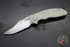 Hinderer XM-18 3.5"- NON FLIPPER- Bowie Edge- Stonewash Finished Ti And Translucent Green G-10- Stonewash Finished S45VN Steel Blade