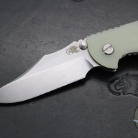 Hinderer XM-18 3.5"- NON FLIPPER- Bowie Edge- Stonewash Finished Ti And Translucent Green G-10- Stonewash Finished S45VN Steel Blade