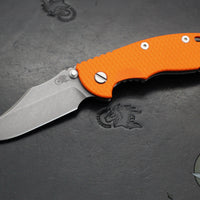 Hinderer XM-18 3.5"- NON FLIPPER- Bowie Edge- Working Finish Ti And Orange G-10- Working Finish S45VN Steel Blade