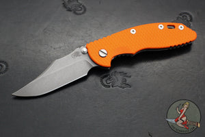 Hinderer XM-18 3.5"- NON FLIPPER- Bowie Edge- Working Finish Ti And Orange G-10- Working Finish S45VN Steel Blade