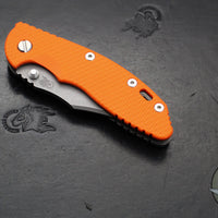 Hinderer XM-18 3.5"- NON FLIPPER- Bowie Edge- Working Finish Ti And Orange G-10- Working Finish S45VN Steel Blade