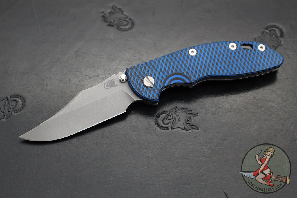 Hinderer XM-18 3.5"- NON FLIPPER- Bowie Edge- Working Finish Ti And BlueBlack G-10- Working Finish S45VN Steel Blade